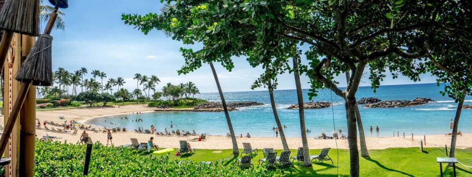 Tropisch strand op Oahu in Hawai