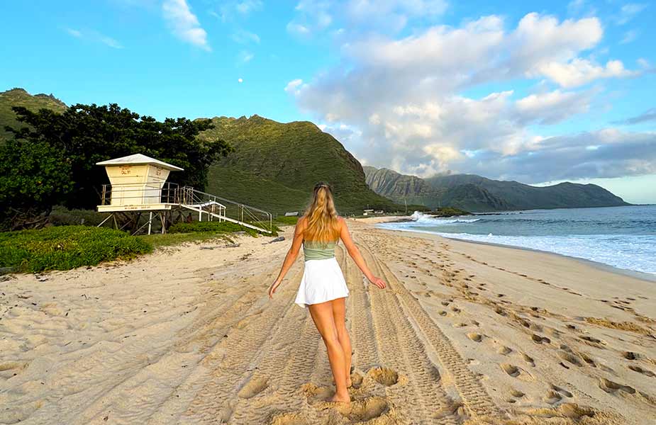 Isa op strand van Ka'ena Point Hawai